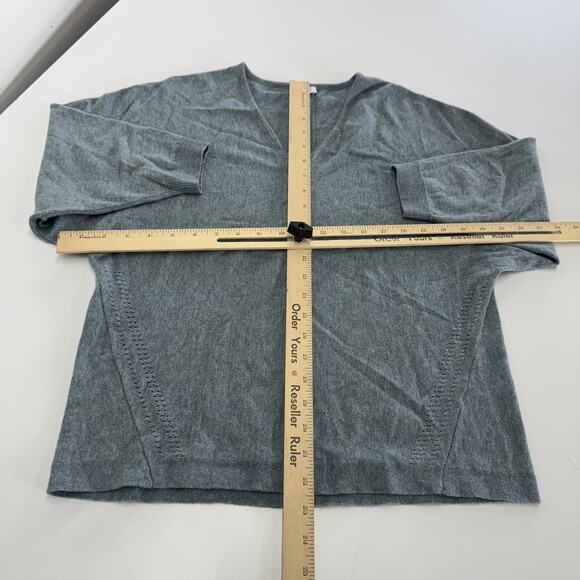 J Jill Sweater Womens XS Gray Green Pullover V Neck Cotton Blend Knit Top - Picture 6 of 8